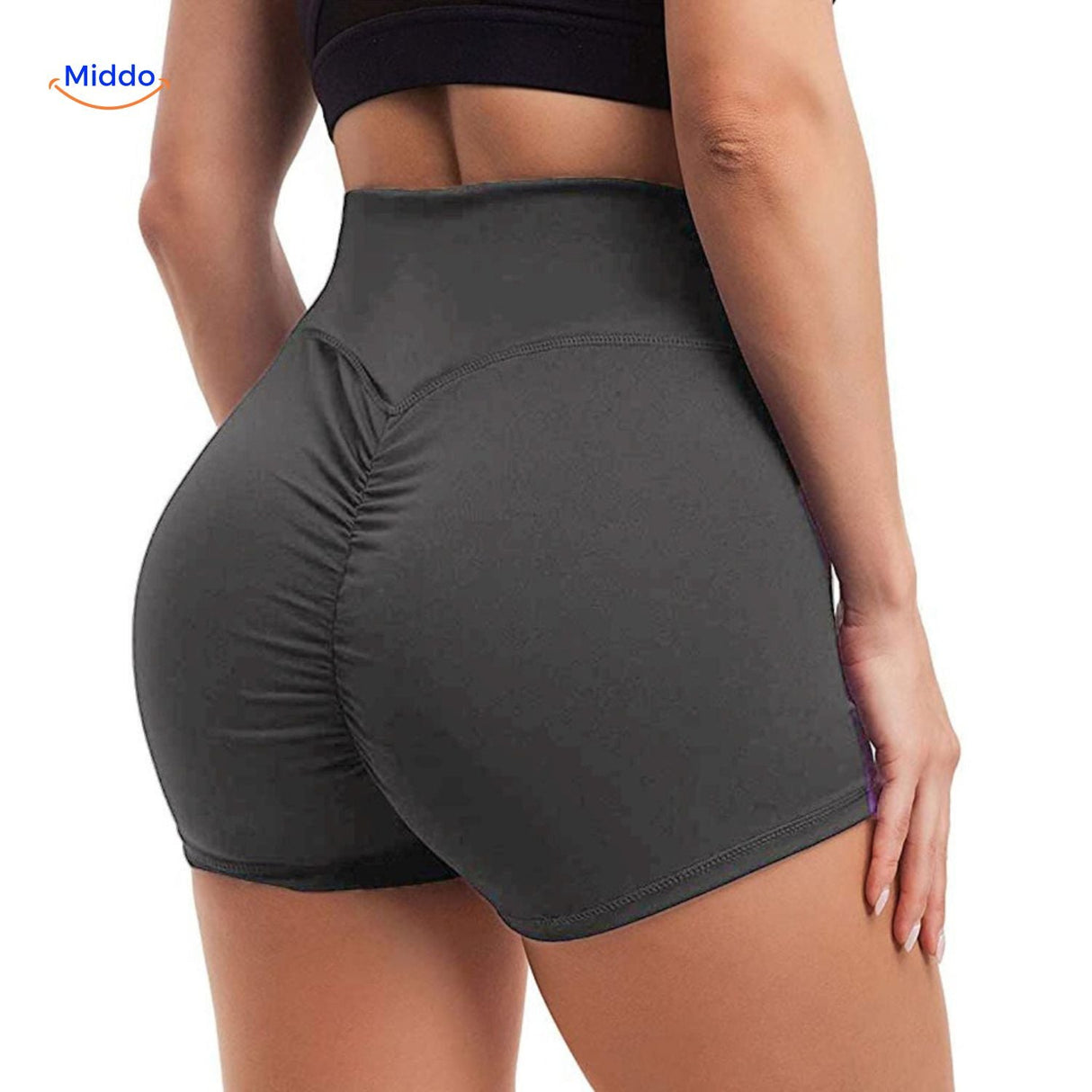 Red high-waist ion fiber shaping shorts designed for enhanced lift and body definition.