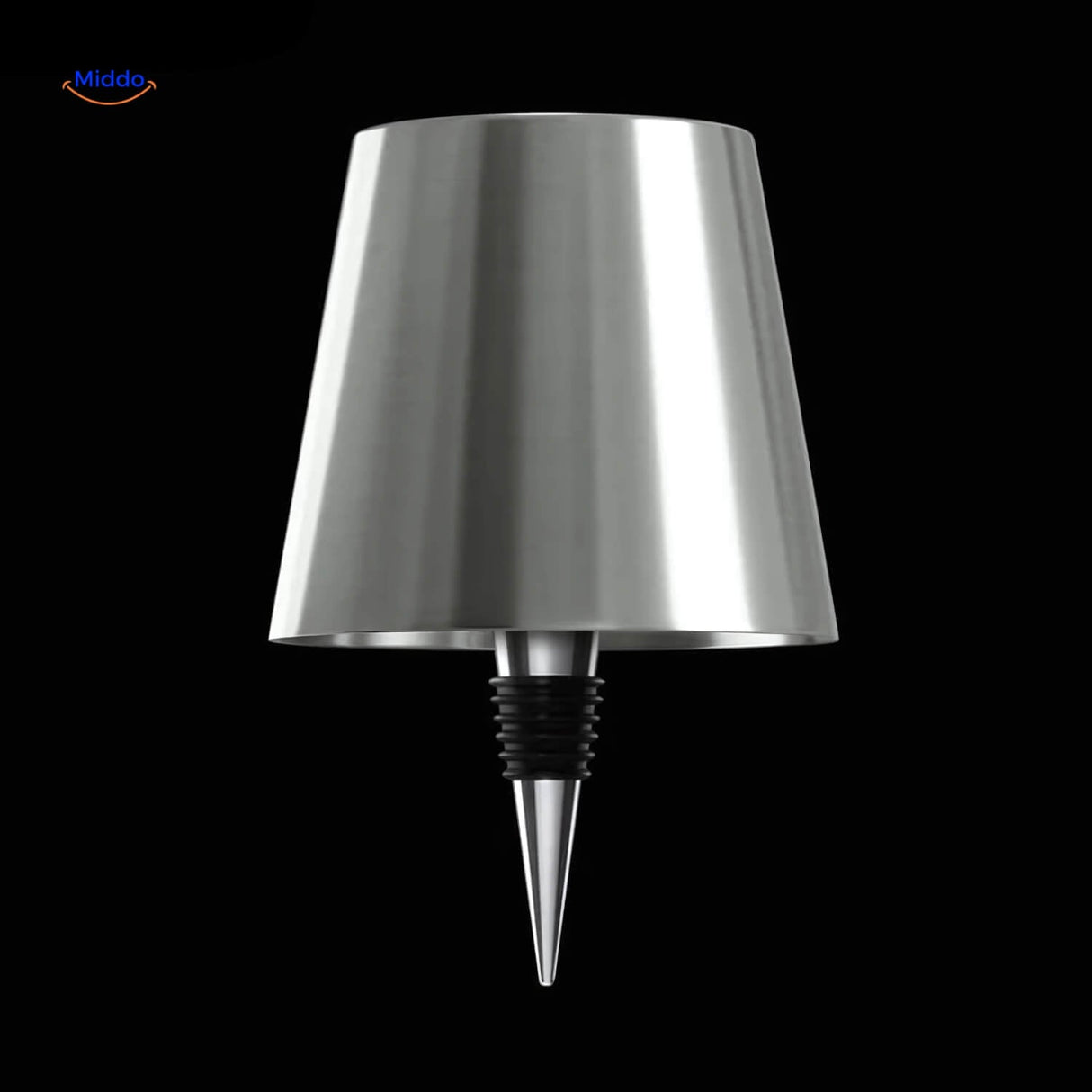 Silver rechargeable bottle lamp bringing modern bright accent lighting.