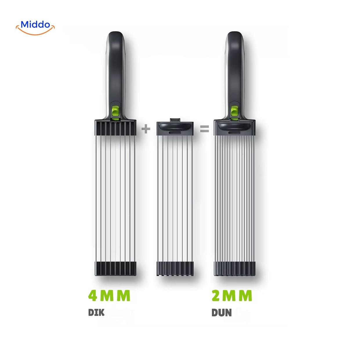 Slicora dual attachment system combines 4mm and 2mm interchangeable blade heads.