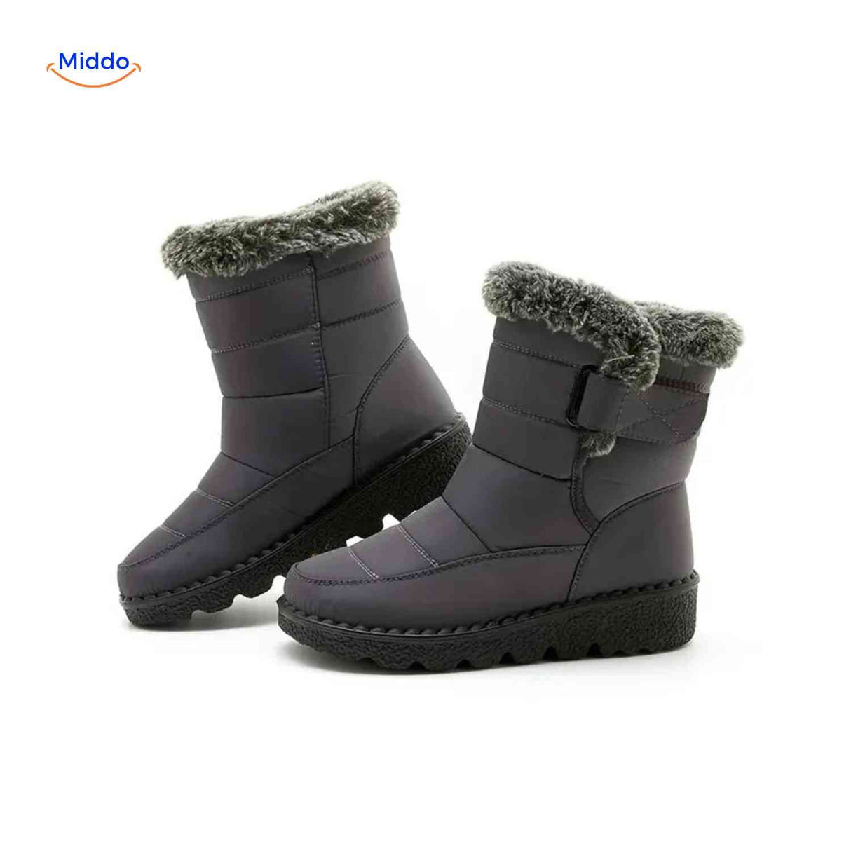 Grey SnowLuxe women's winter boots with waterproof finish and protective lining.