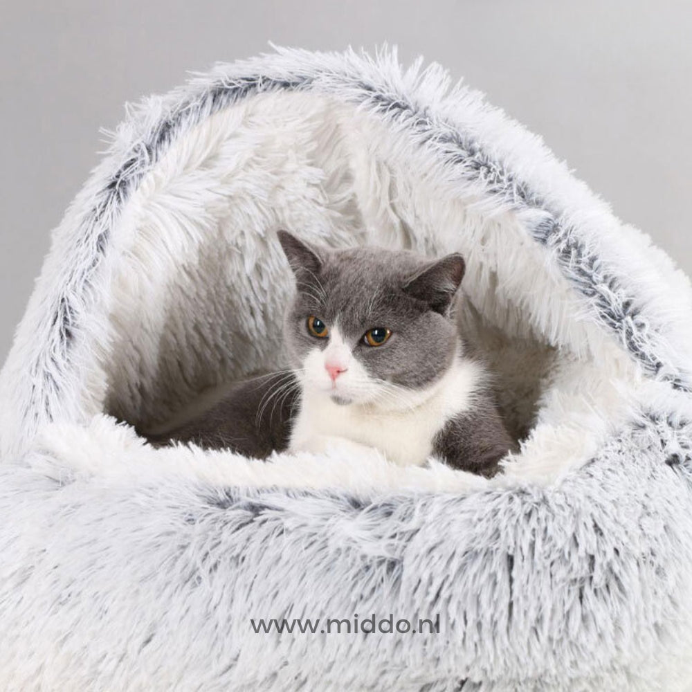 Luxury SoftSnuggle pet bed in gray, ideal for dogs and cats.