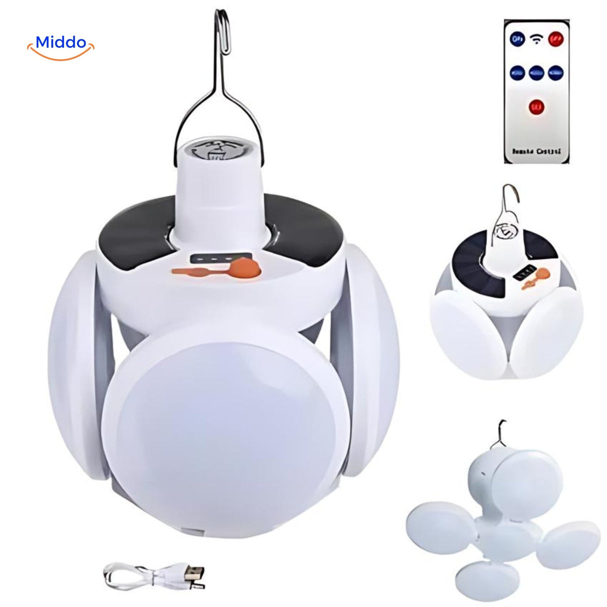 SolarFOLD USB-rechargeable outdoor lamp with convenient power options for on-the-go use.