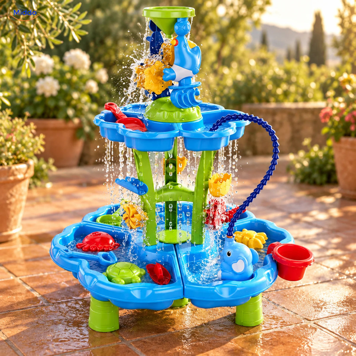 SplashPlay™ Outdoor Water and Sand Play Table Set | For Children 4-6 - conversion hero