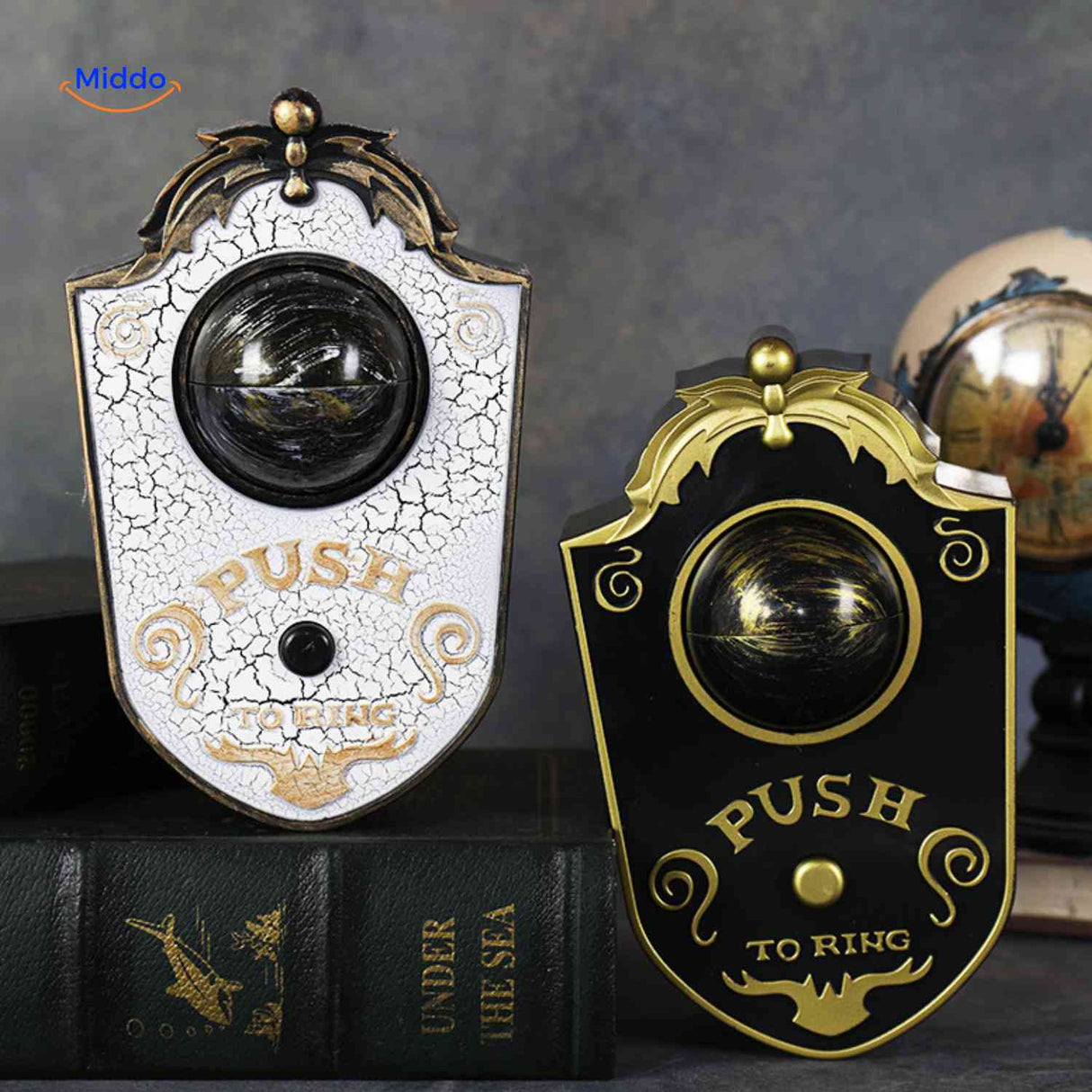 Spooky glowing eye doorbell Halloween gadget display