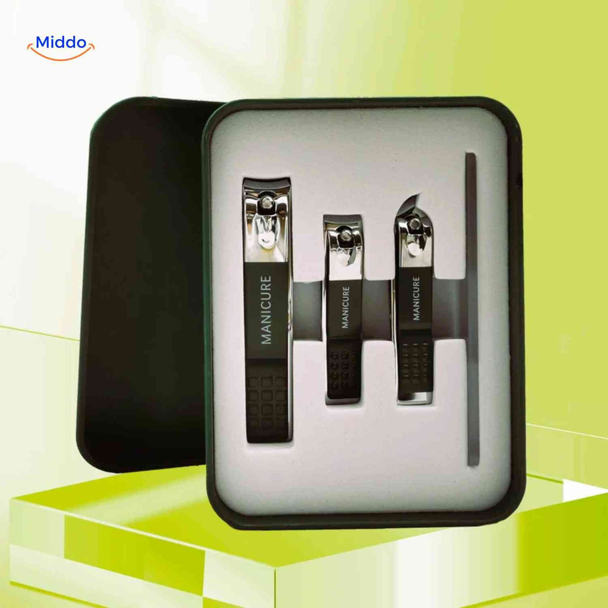 Stainless steel Clipora nail clipper set featuring ergonomic design.