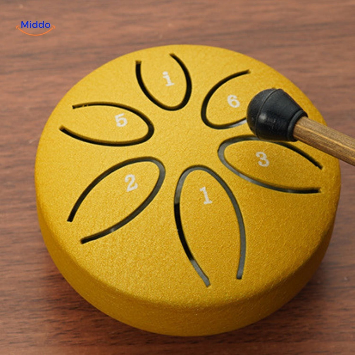 Steel tongue drum set in five vibrant colors for style preference.