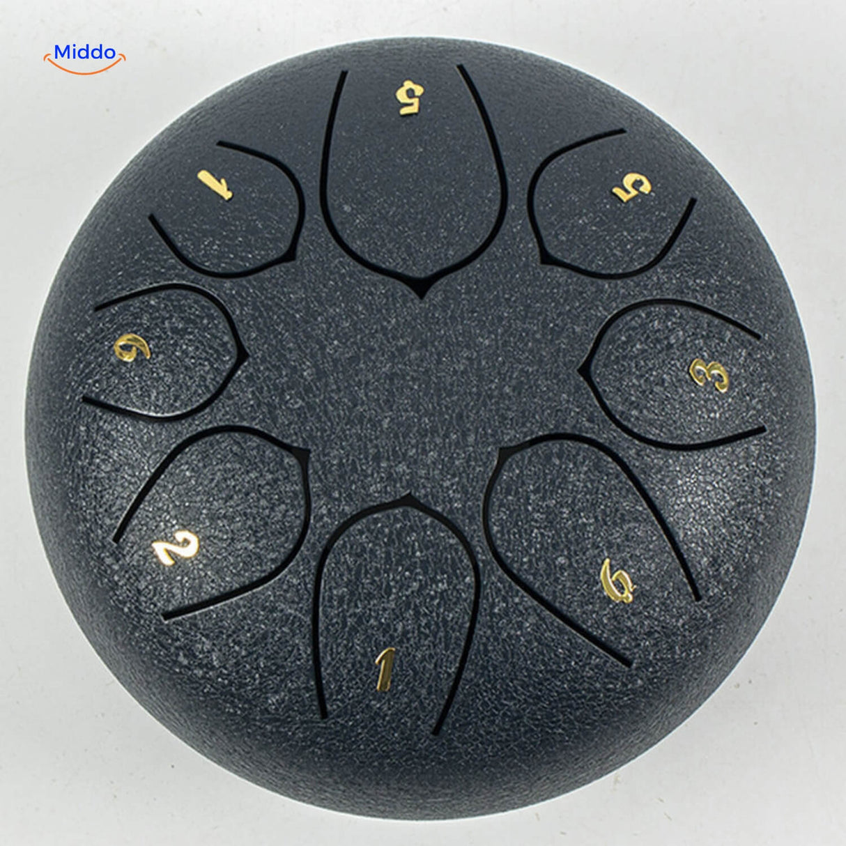 Navy blue steel tongue drum contemporary color for modern mindfulness practice.