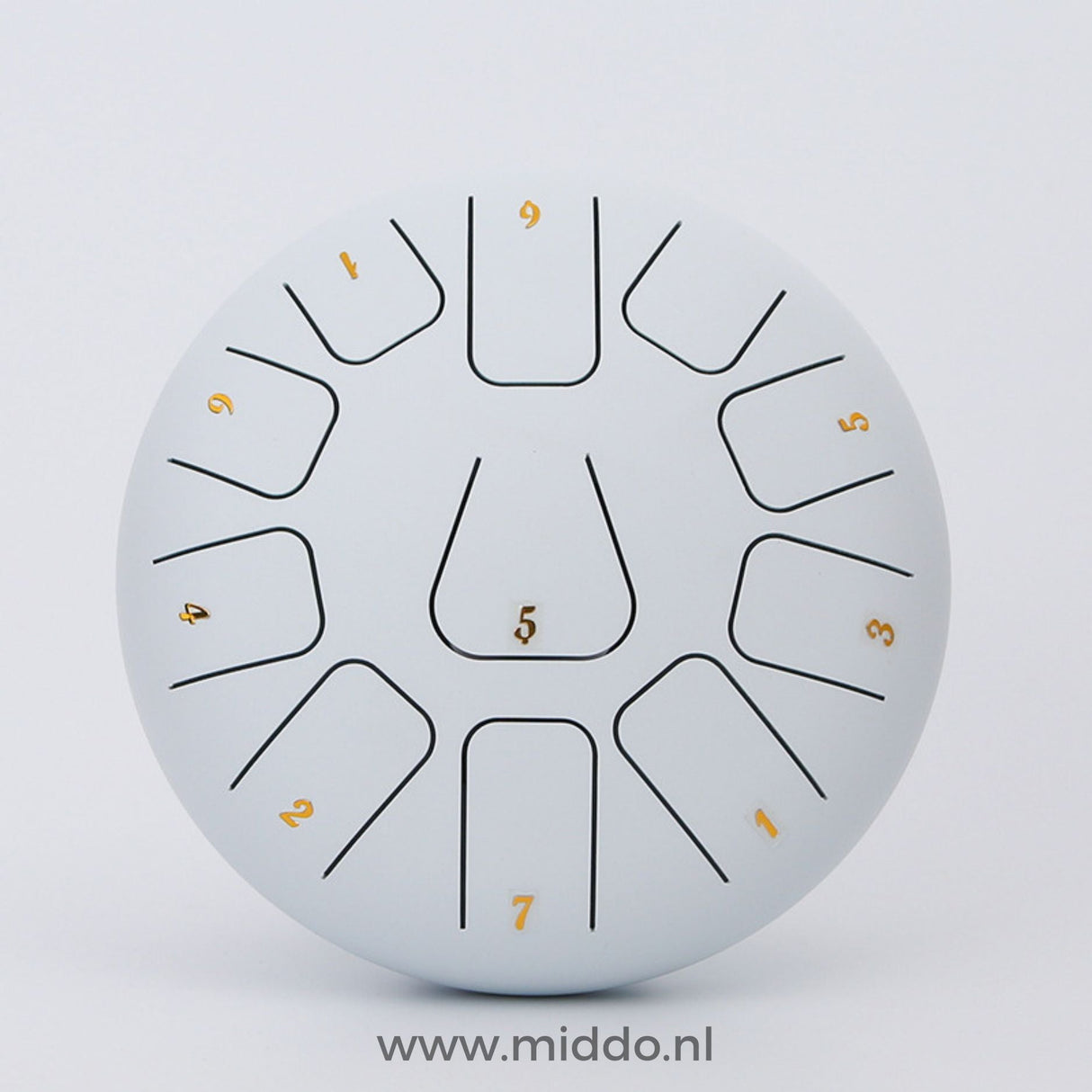 White 20-25cm steel tongue drum handpan instrument.