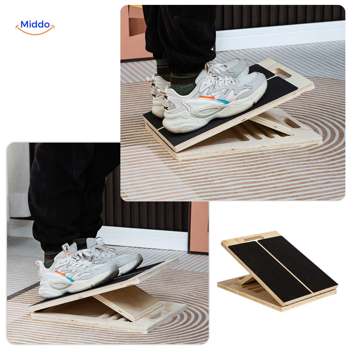 Versatile stretch board for daily use, balance training and flexibility improvement.