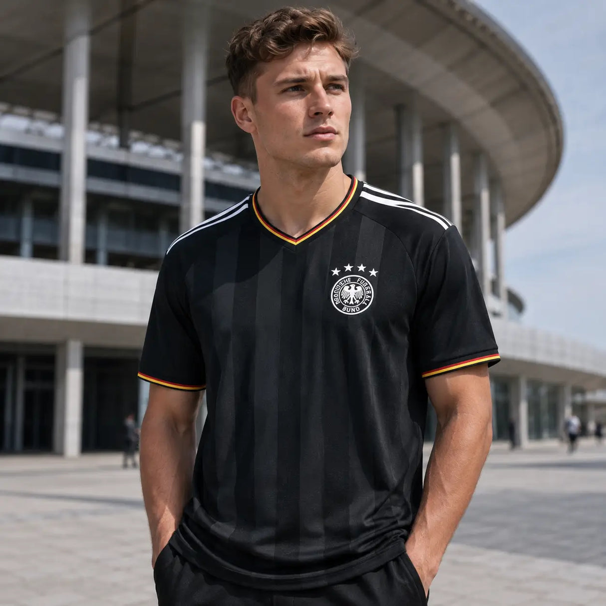 World Cup supporter shirt in Germany black national color design.