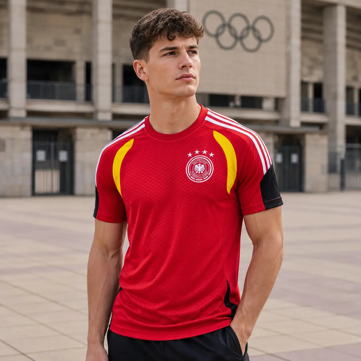 World Cup supporter shirt in Germany red national color design.