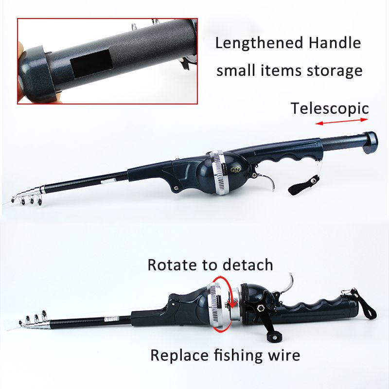 Telescopic mechanism extends smoothly for full-size fishing capability.
