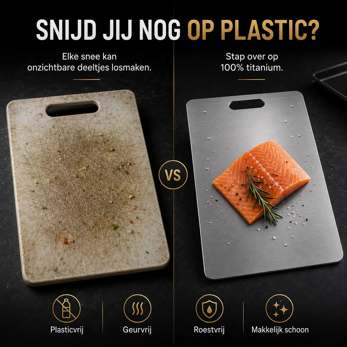 Titanium cutting board as a plastic-free alternative for eco-conscious cooking.