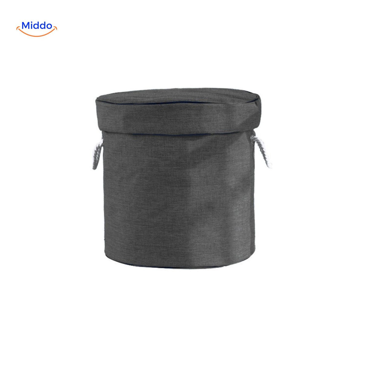 Dark gray toy storage bag in a simple solid color.