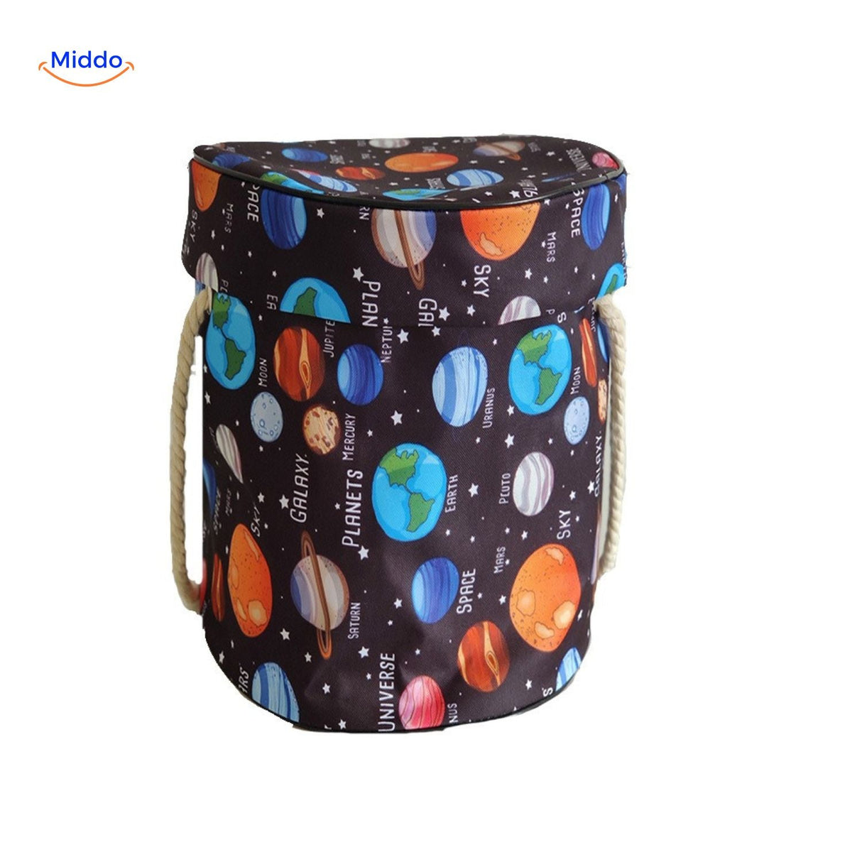 Toy storage bag featuring space and planets design.