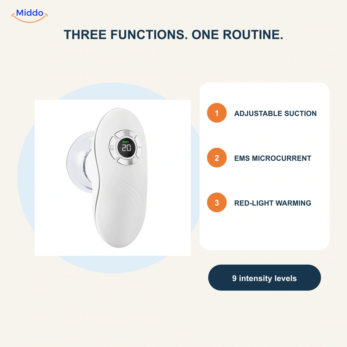 TrioGlow adjustable suction, EMS, red-light warming and nine levels