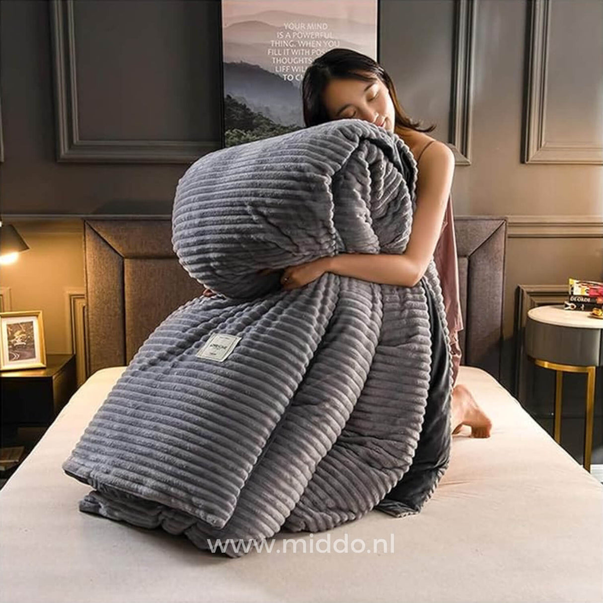 Soft grey velvet fleece duvet cover perfect for any bedroom decor.