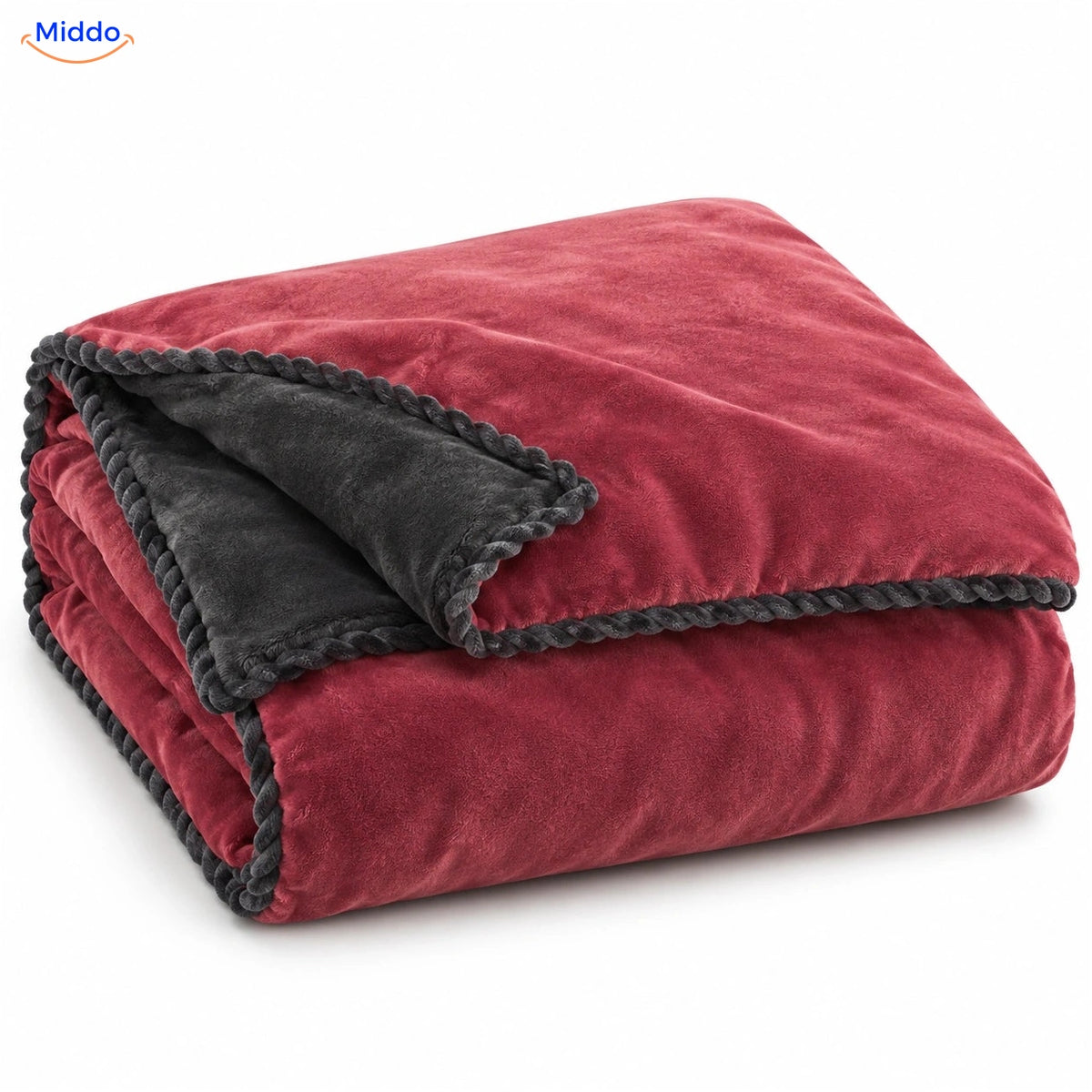 Velvety plush duvet cover in Dusty Rose | Dark Gray