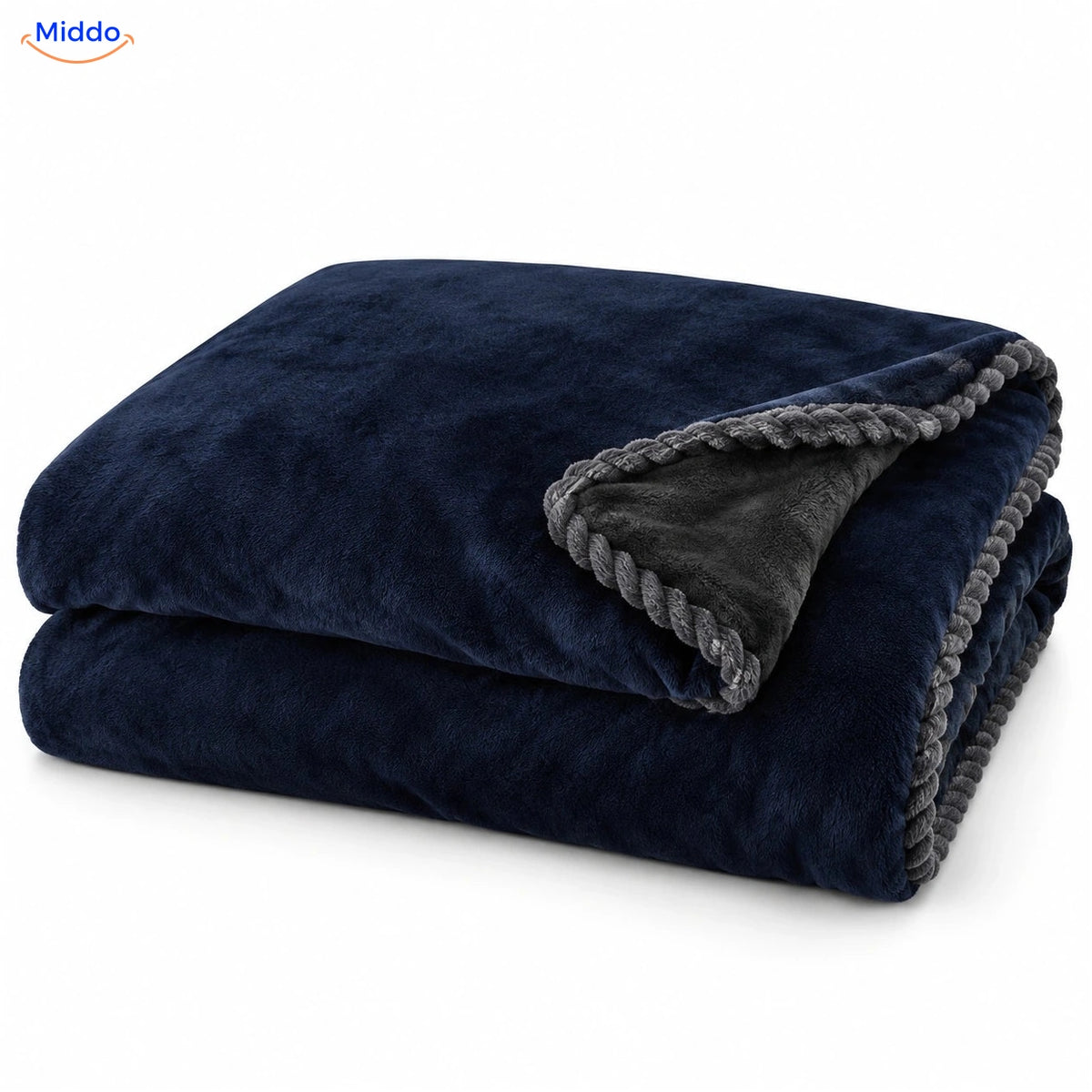 Velvety plush duvet cover in Navy Blue | Dark Gray