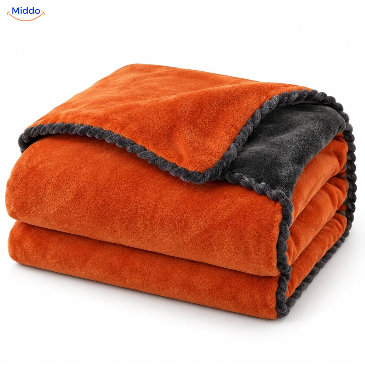 Velvety plush duvet cover in Orange | Dark Gray