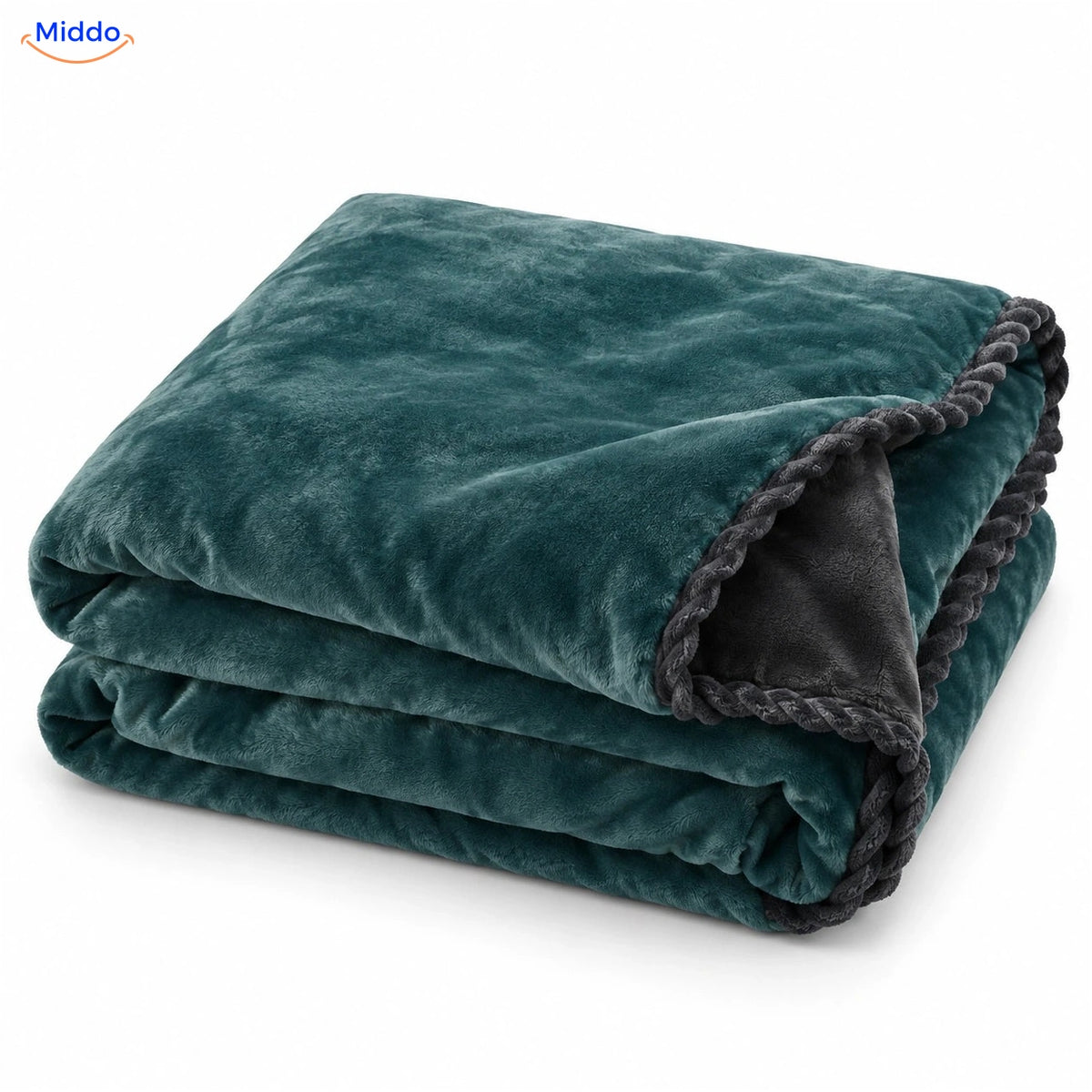 Velvety plush duvet cover in Teal Blue | Dark Gray