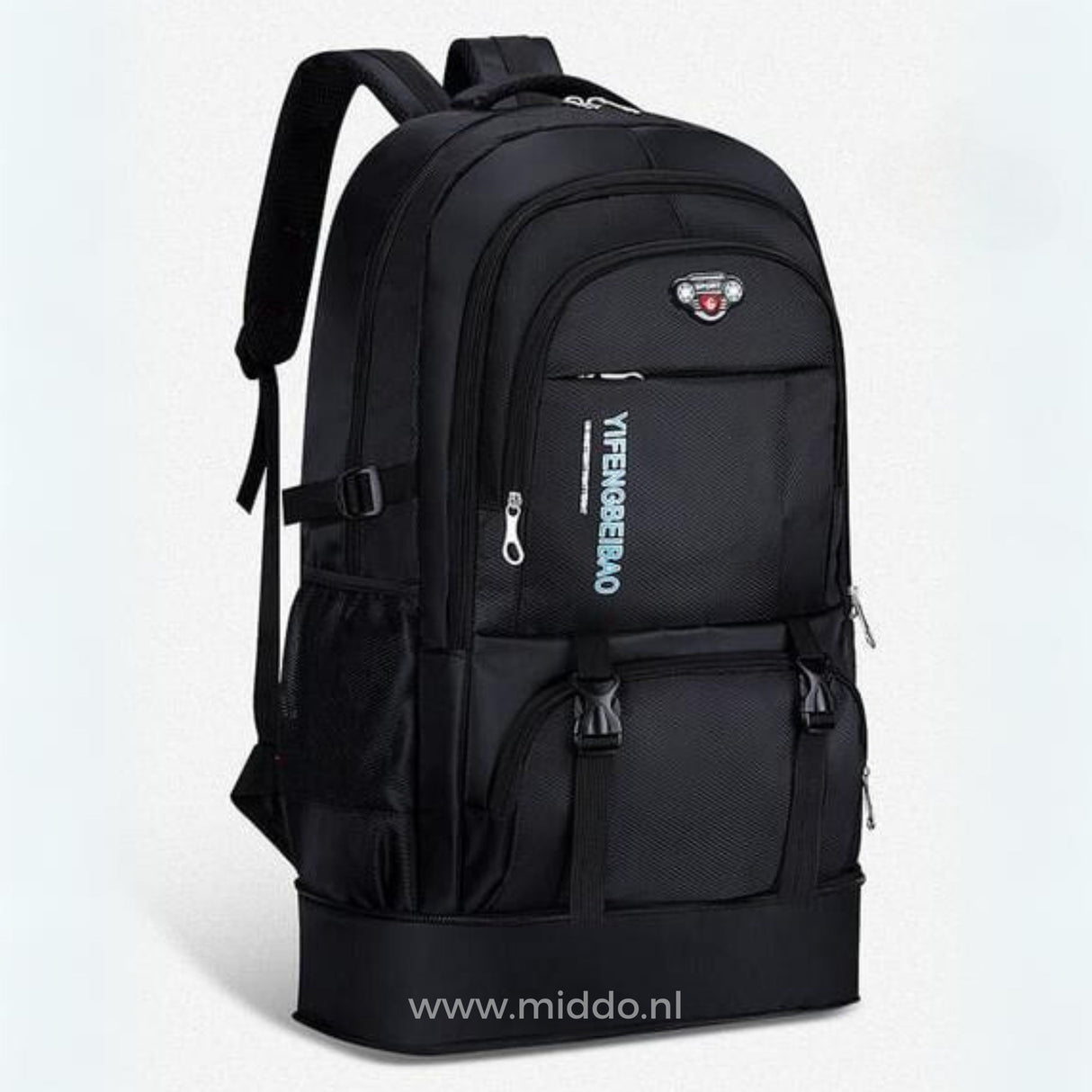 VoyagePro 65L travel backpack in sleek black, perfect for professional and adventure travel.
