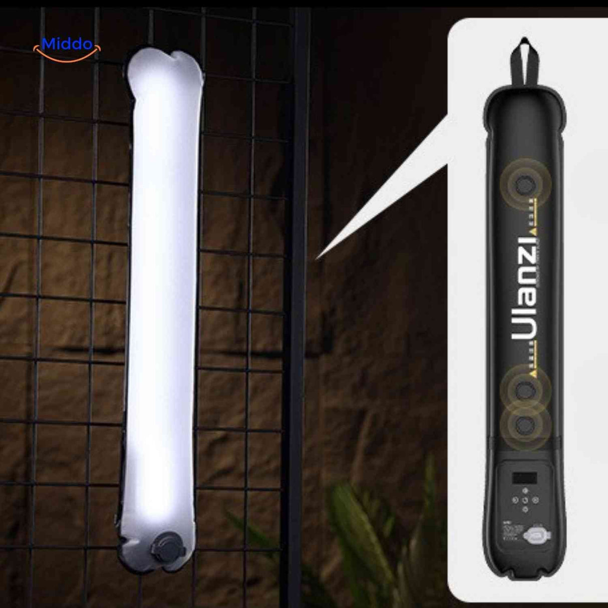 Weather-resistant LED magnetic tube light ideal for outdoor events and productions.