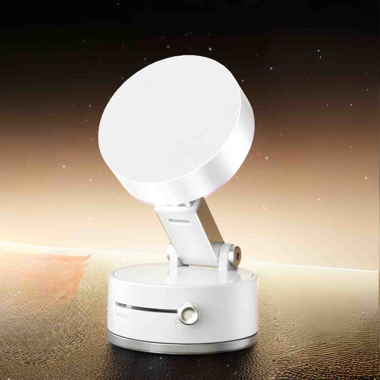 White magnetic phone holder with sleek minimalist design.
