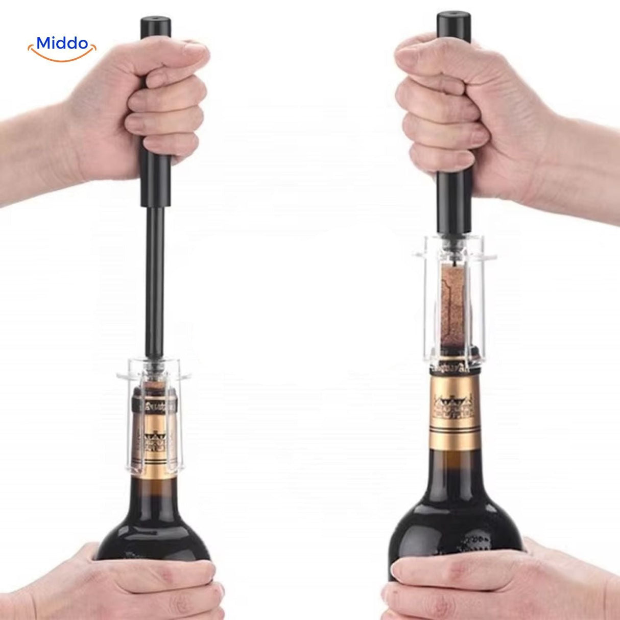Simple operation demonstration for quick and effortless cork removal.