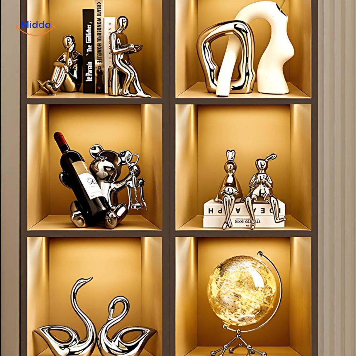 Handcrafted wooden bear wine bottle holder gripping a wine bottle upright as an elegant display piece.
