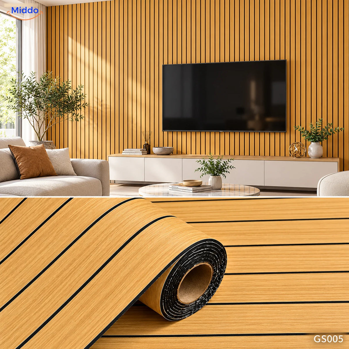 Woodline self-adhesive PVC wall panels – Honey Brown – GS005