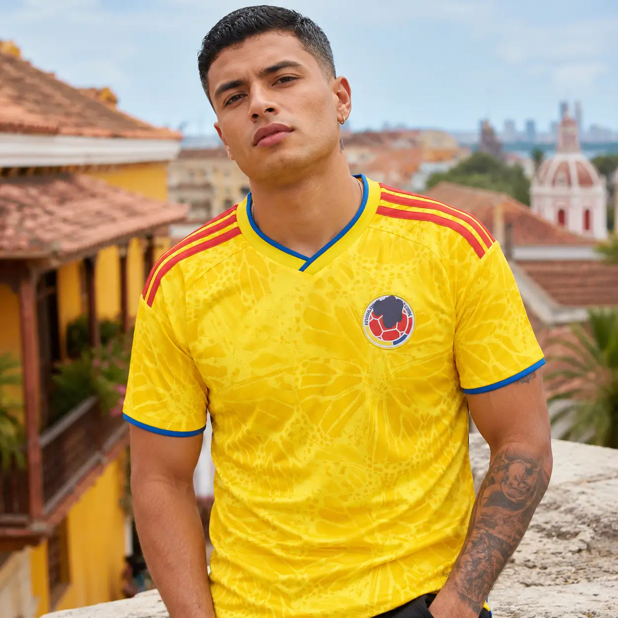 Colombia yellow national colors World Cup supporter jersey.