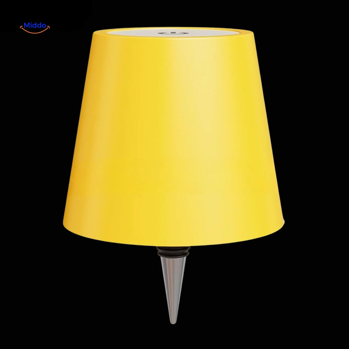 Yellow rechargeable dimmable bottle lamp adding cheerful ambient light.