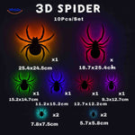 10-piece 3D LED spider light set for spooky Halloween display.