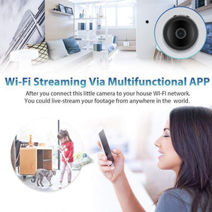Smartphone app interface for remote monitoring and control of the 1080p WiFi camera.
