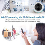 Smartphone app interface for remote monitoring and control of the 1080p WiFi camera.