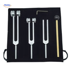 Complete frequency healing set: 128Hz, 256Hz, and 512Hz tuning forks.
