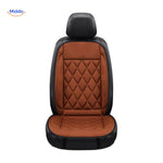 12V heated seat cushion featuring raw leather texture with diamond quilted pattern for durability.