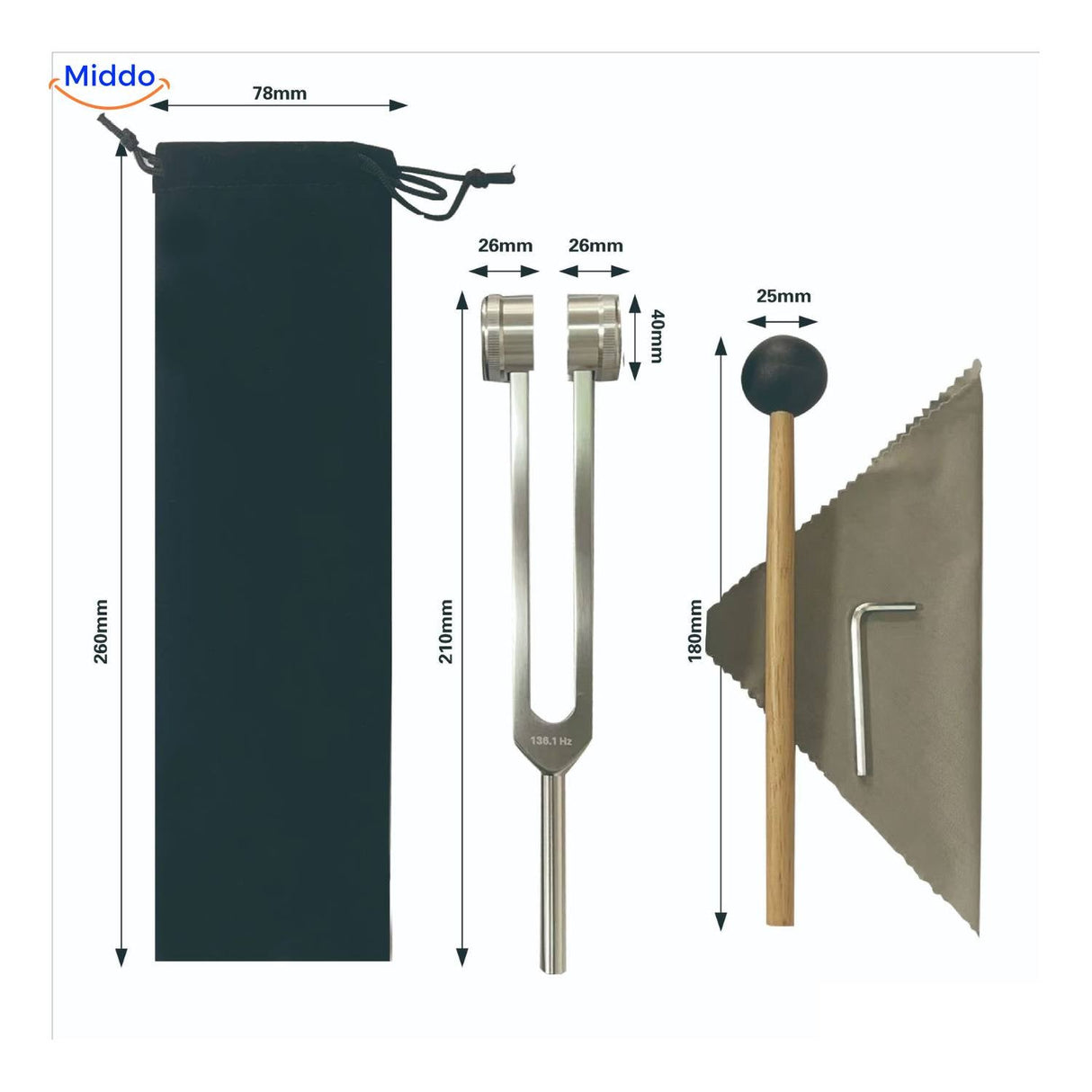 1361Hz high-frequency healing tuning fork with extraction tool.