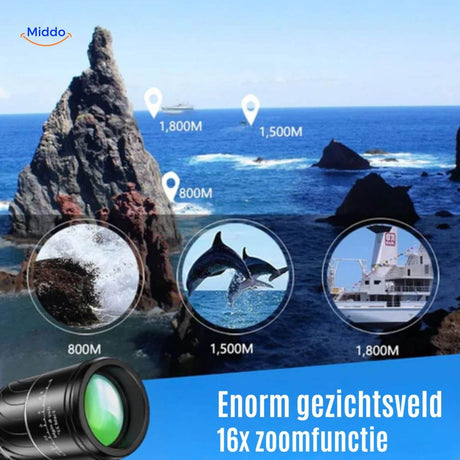16x zoom monocular delivers excellent distance viewing for long-range observation.
