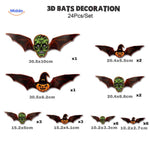 24-piece 3D LED bat light set in monster style for Halloween.