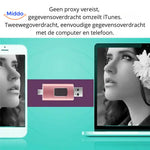 Easy file transfer with 4-in-1 flash drive connecting USB-C, Lightning, and USB-A ports.