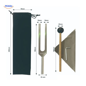 432Hz healing tuning fork with therapeutic tools and accessories.