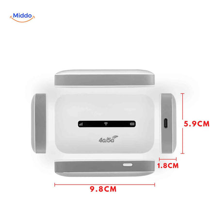 4G 5G hotspot with compact dimensions for easy portability.