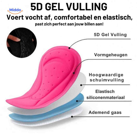 5D gel padding technology providing lightweight, breathable comfort for cyclists in motion.
