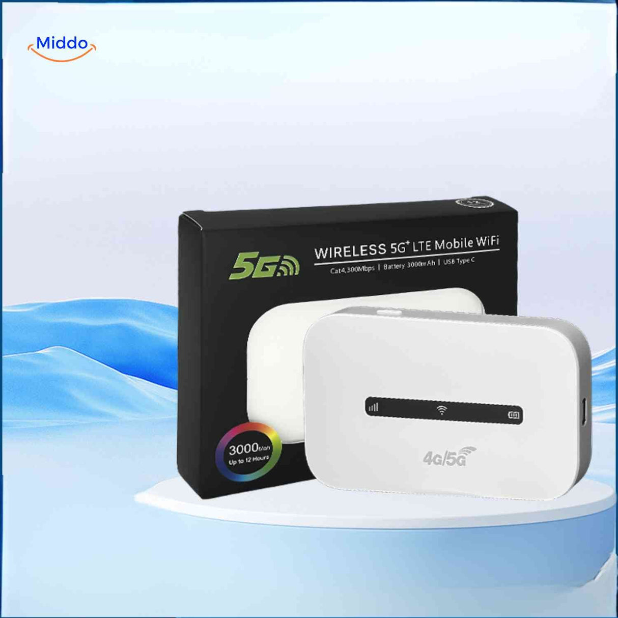 5G LTE mobile hotspot with 3000mAh battery for fast internet.