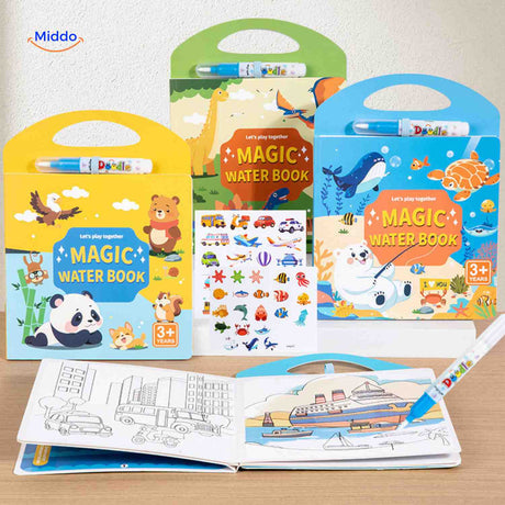 AquaDraw magic water coloring book themes with stickers