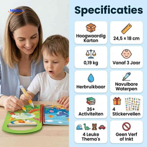 AquaDraw reusable water coloring book specifications with water pen