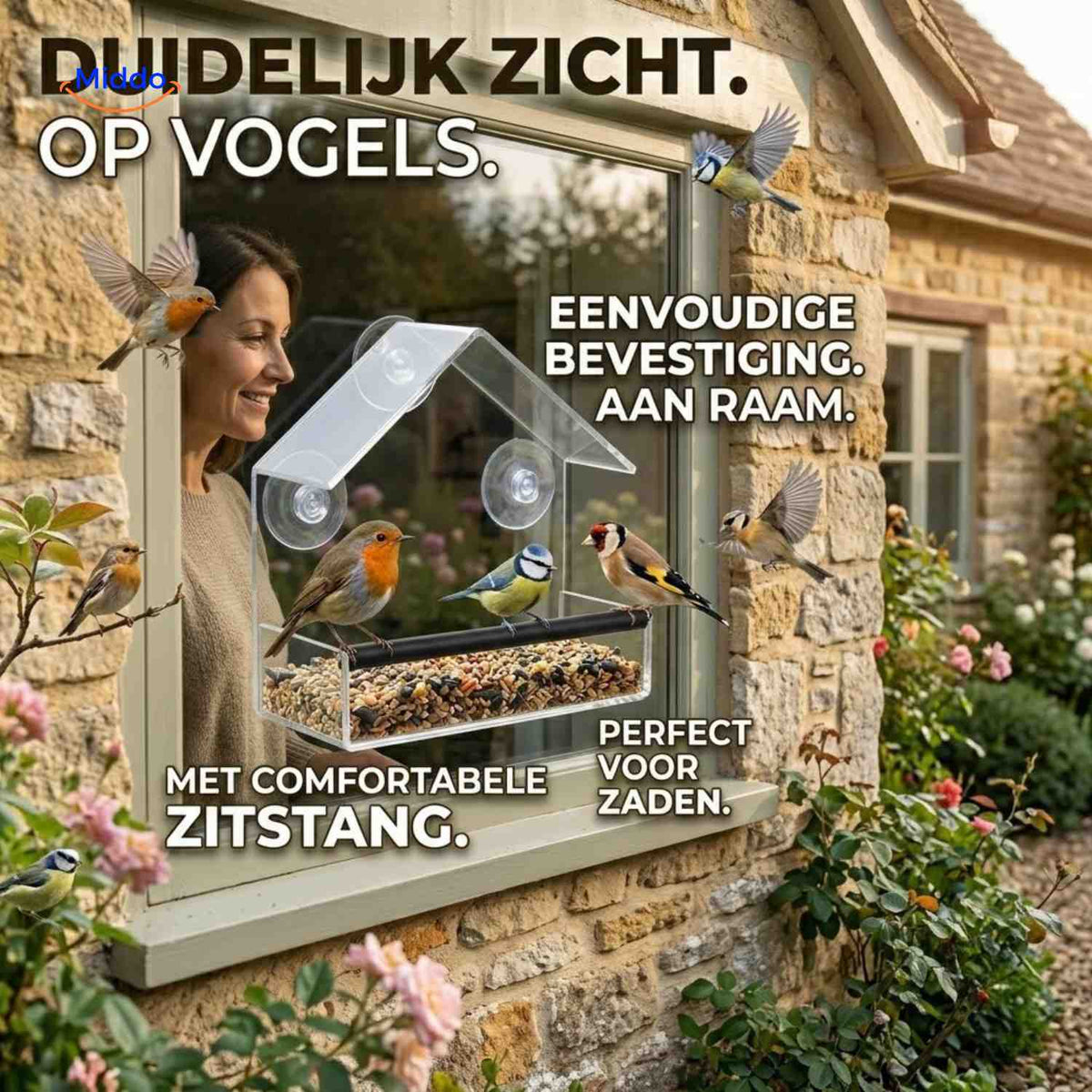 AviHaven window bird feeder for watching birds from home