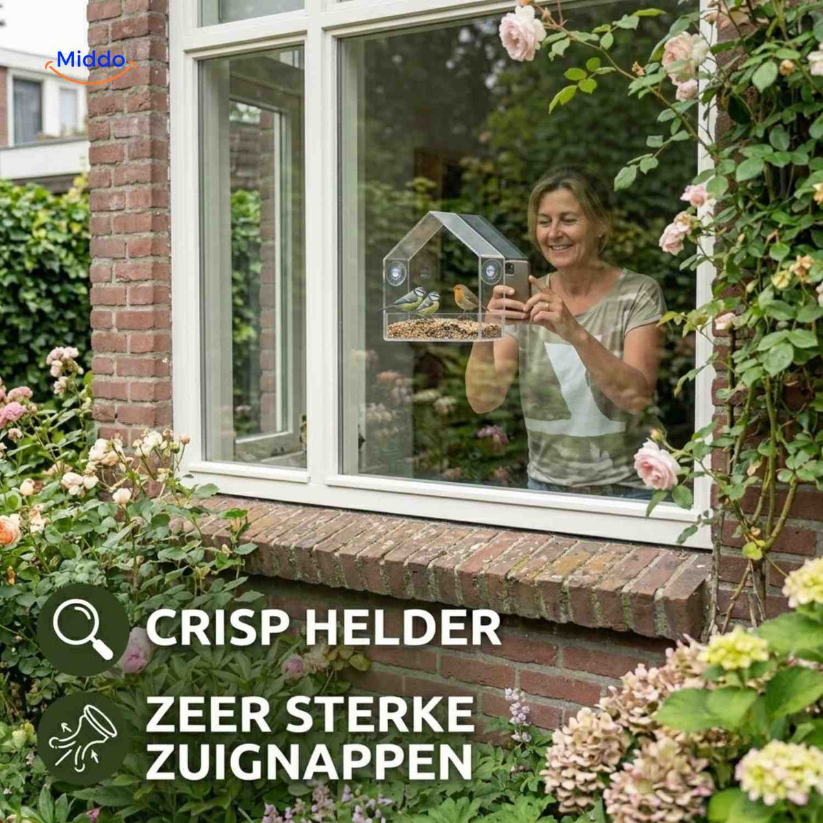 AviHaven window bird feeder installation on a window